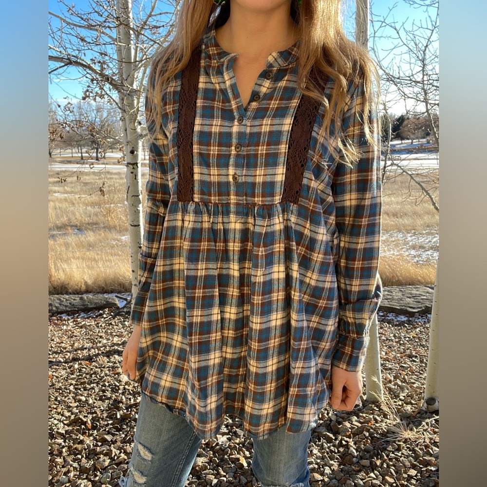 Wrangler flannel tunic top